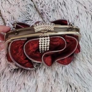 Holiday Burgundy Rhinestone Spiral Purse